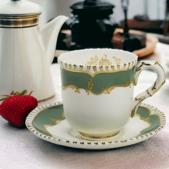 Espresso Coffee Antique Demi Cup Set English Bone China Royal Worcester Gift Set - Picture 2 of 15